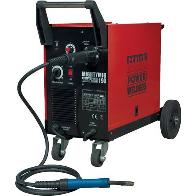 Sealey mightymig190 230v professional gas/no-gas mig welder 190a with euro torch