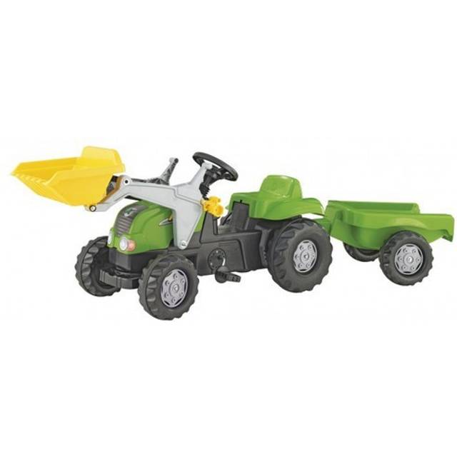 Rolly Toys rollyKid: Grön tramptraktor med skopa och släp