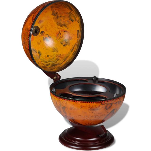 vidaXL Tabletop Globe Bar Wine Stand Eucalyptus Wood Green Liquor Storage