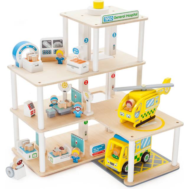 Tidlo Wooden Hospital Playset, Multi