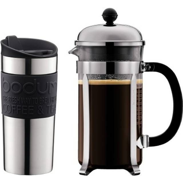 Bodum Chambord Coffee Maker 8 Cup 1L & Travel Mug 0.35L, Multi
