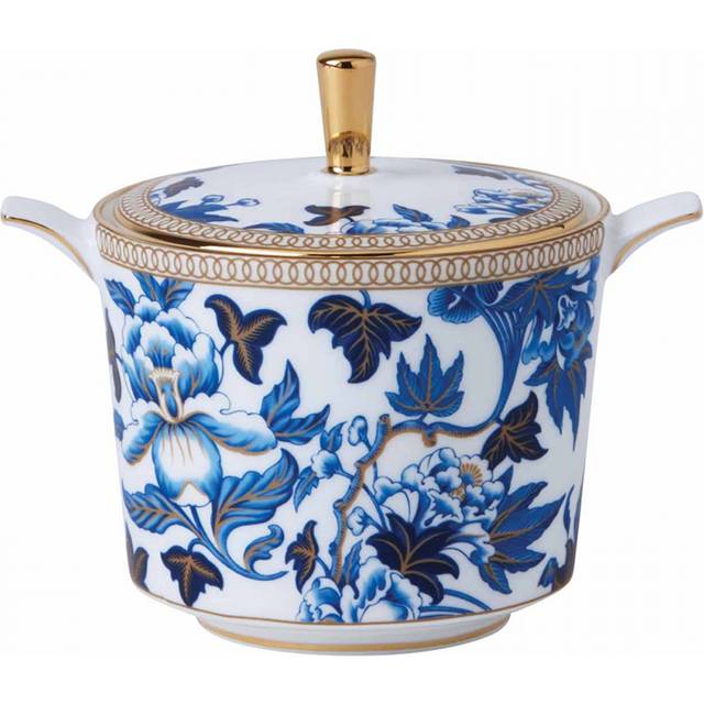 Wedgwood, Hibiscus Covered Sugar Pot 230ml 7.7floz Floral - Blue;White (1)