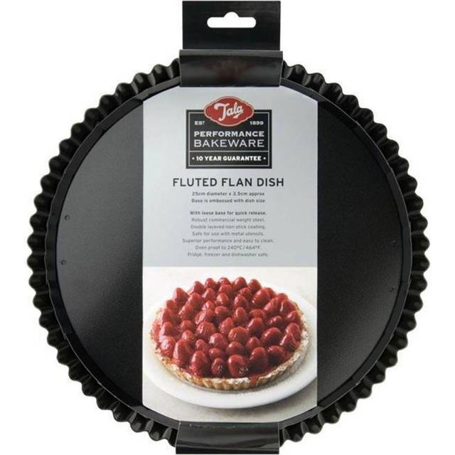 Tala Performance tarteform, 25 cm diameter, vågig, kolstål av professionell tjocklek med Eclipse-non-stick-beläggning, lös botten, perfekt för rejäla eller söta tartes, flans, quiches