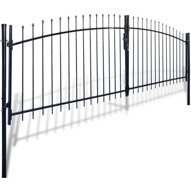 vidaXL Double Door Fence Gate with Spear Top 400x200 cm - Black