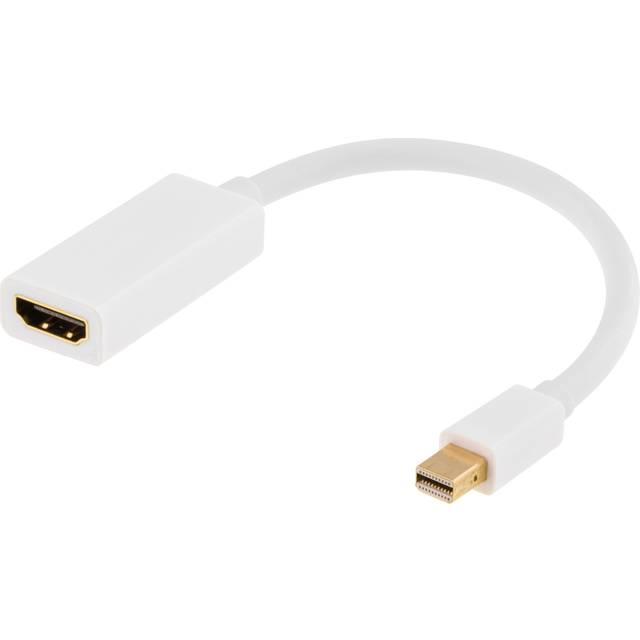DELTACO Mini DisplayPort till HDMI adapter, 4K 60Hz, 0,2m, Vit