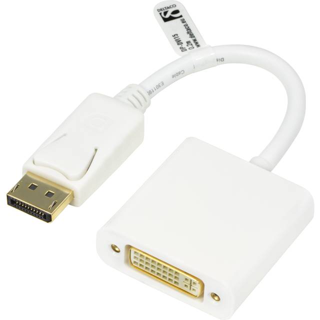 DELTACO DisplayPort till DVI-D singlelink adapter, 0,17m, ha - ho, sva