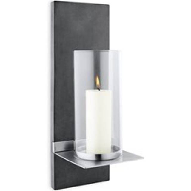 blomus -FINCA- Väggljusstake S med ljus, väggljushållare, exklusivt utseende, polysten/glas/rostfritt stål, inomhus- och utomhusbruk, högkvalitativt utförande (H/B/D: 38 x 13 x 15 cm, rostfritt stål