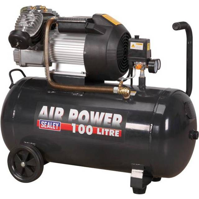 Sealey - SAC10030VE Portable Compressor 100 Litre V-Twin Direct Drive 3hp 240v