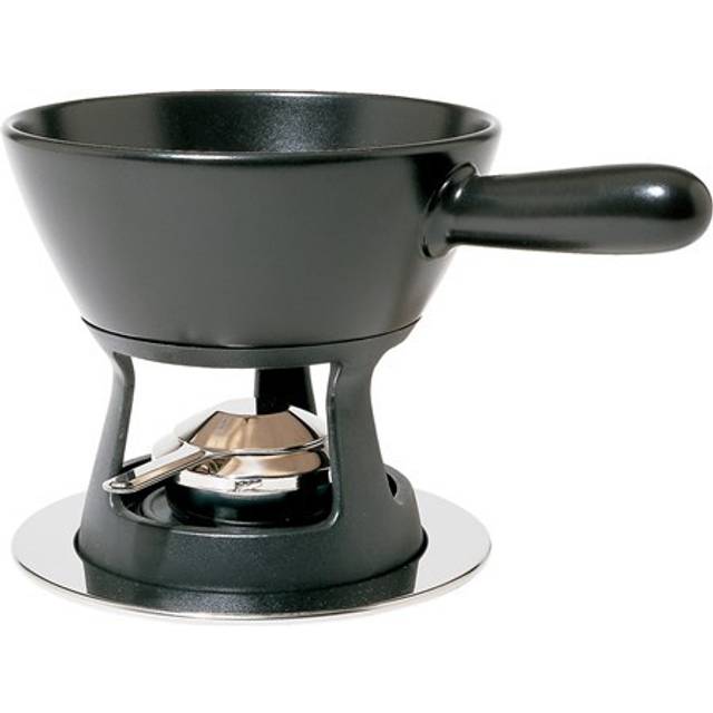Alessi MAMI Fondue kruka för ost av keramik svart, rostfritt stål, 24 cm