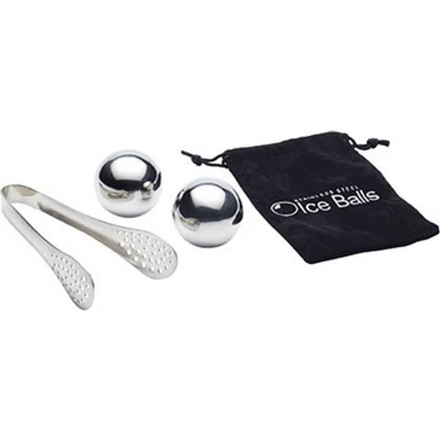 BarCraft 3 Piece Stainless Steel Ice Balls, Tongs and Storage Bag