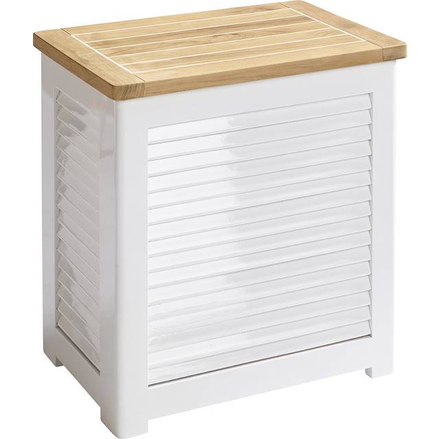 Förvaringsbox vit/teak Mellan 52x36 cm - Vit/Träfärg