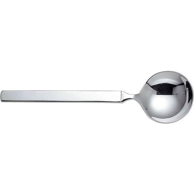 Dry Soup Spoon with Mat Handle in Mirror Polished - Silver (18cm L)