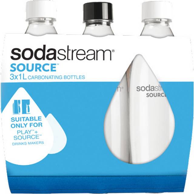 SodaStream Fuse Flaskor för Gaser Source, Play, Power, Spirit, Fizzi och Genesis, 1 liters kapacitet, 3 pack (3 x 1 L)