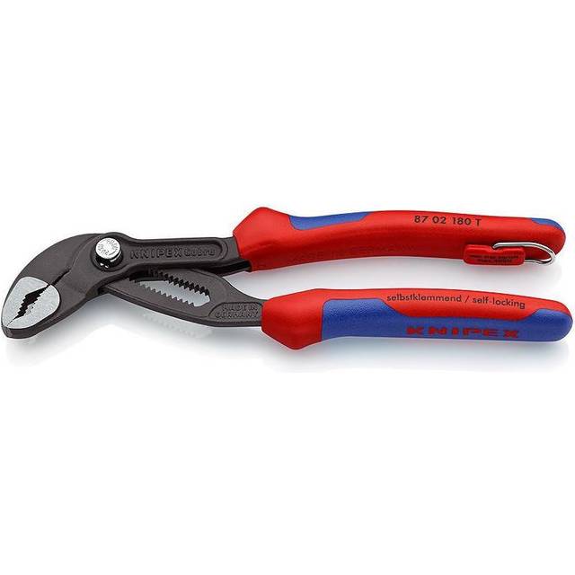 Knipex Cobra Hightech polygriptång grå, försedd med korrosionsskydd, Med flerkomponentsöverdrag, med inbyggd fästögla för fallskydd 180 mm 87 02 180 T
