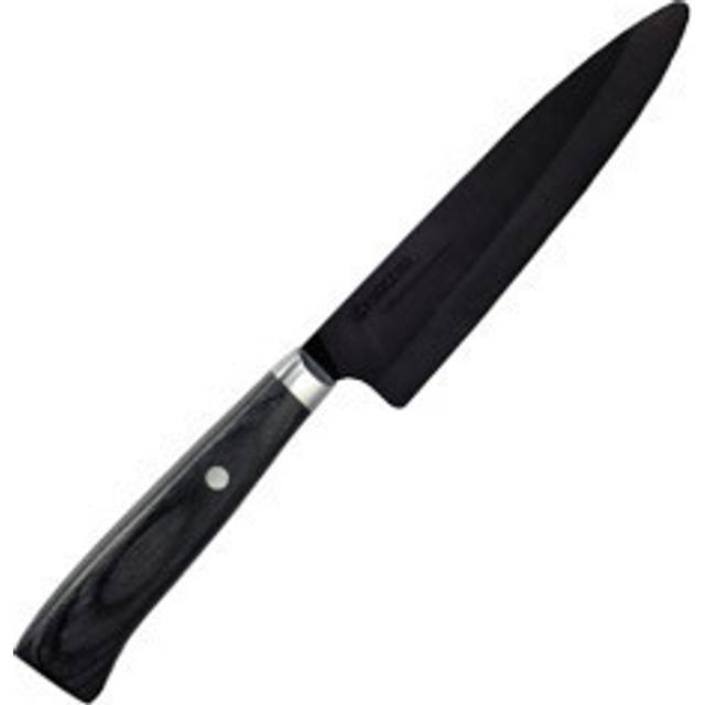 KYOCERA Keramikkniv Japan Series JPN-130 BK universalkniv med särskilt vass, svart keramiskt blad och högkvalitativt paketerat trähandtag. Bladlängd: 13 cm
