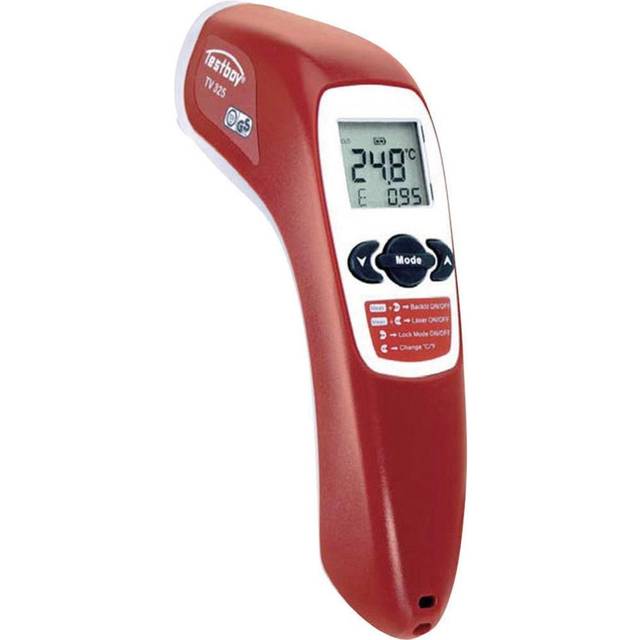 Testboy TV 325 infraröd termometer med justerbart emissionsvärde (min/max värde minne/larmfunktion, justerbar emissivitet, K-typ sensor), röd/grå