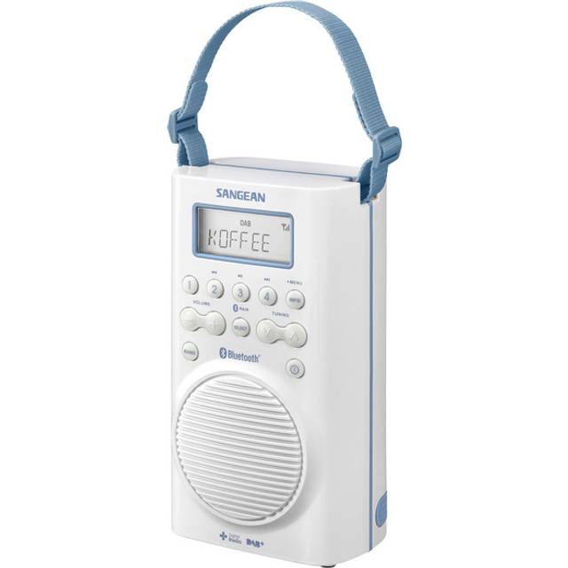 Sangean H-205D BT Vattentät Duschradio, En Storlek, Vit
