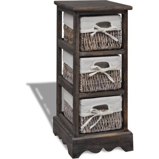 vidaXL Wooden Storage Rack 3 Weaving Baskets Brown