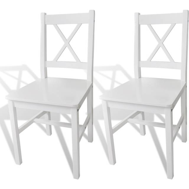 vidaXL Dining Chairs 2 pcs White Pinewood