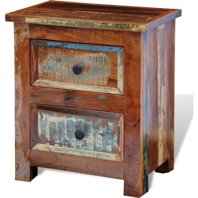 vidaXL Nightstand with 2 Drawers Solid Reclaimed Wood - Brown