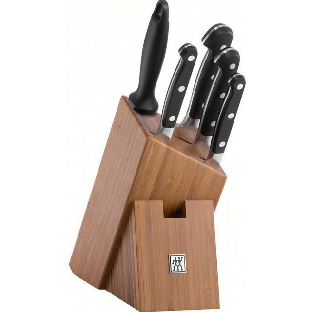 Zwilling J.a Henckels Silver and Black Six-piece Knife Bamboo Block Set