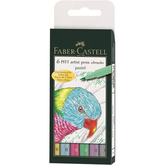 (Pastels) Faber-Castell - PITT Artist Pen Brush Wallet of 6