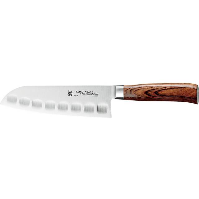 Tamahagane San Tsubame Wood 17.5cm Fluted Santoku (SN-1214)