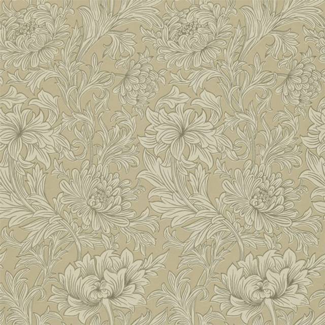 Morris & Co Chrysanthemum Toile China Blue Cream tapet