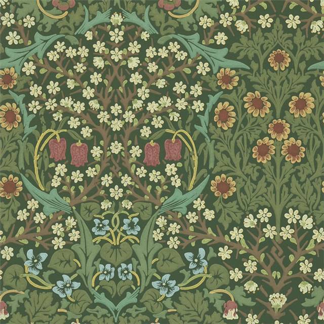Morris & Co Blackthorn Green tapet