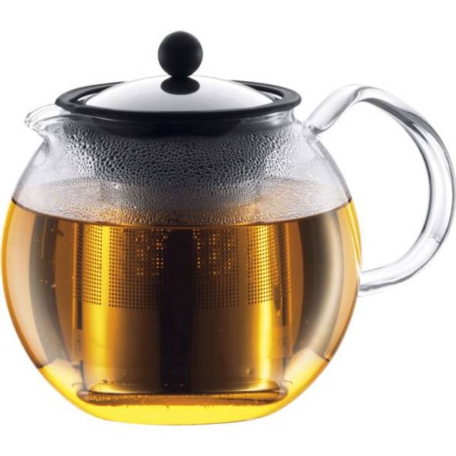 Bodum ASSAM tebryggare (glashandtag, färgat lock, permanent plastfilter, 1,5 liter) svart