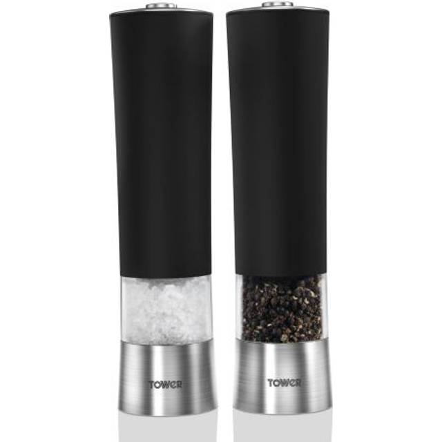 Tower Electric Salt and Pepper Mill Set - White - 5 x 5 x 22cm