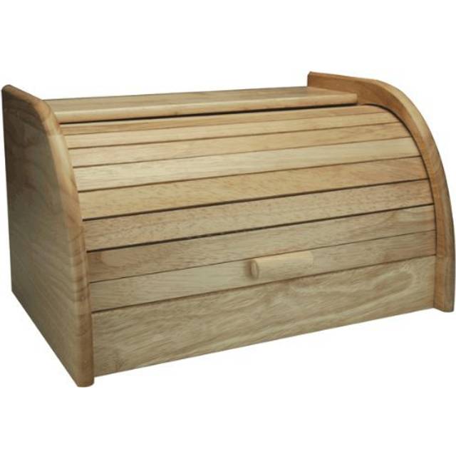Wooden Bread Bin Roll Top Food Bread Home Kitchen Storage Rack Holder Beech Wood