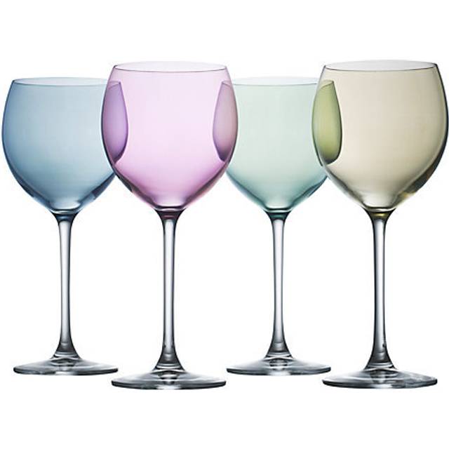 LSA Set of 4 Polka Wine Glasses Pastels - Lime