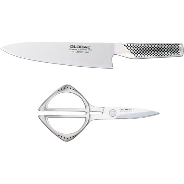 Global G2210 - 2 Piece Set of Kitchen Shears and G-2 Cooks Knife (G-2210)