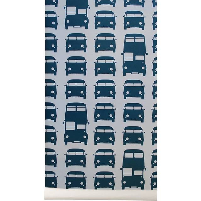 Kindertapete rush hour von ferm LIVING - petrol/ blue