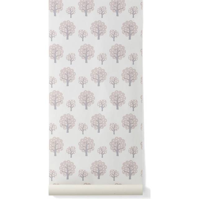 Kindertapete marionette von ferm Living - dusty green/ coral - green/light green/orange