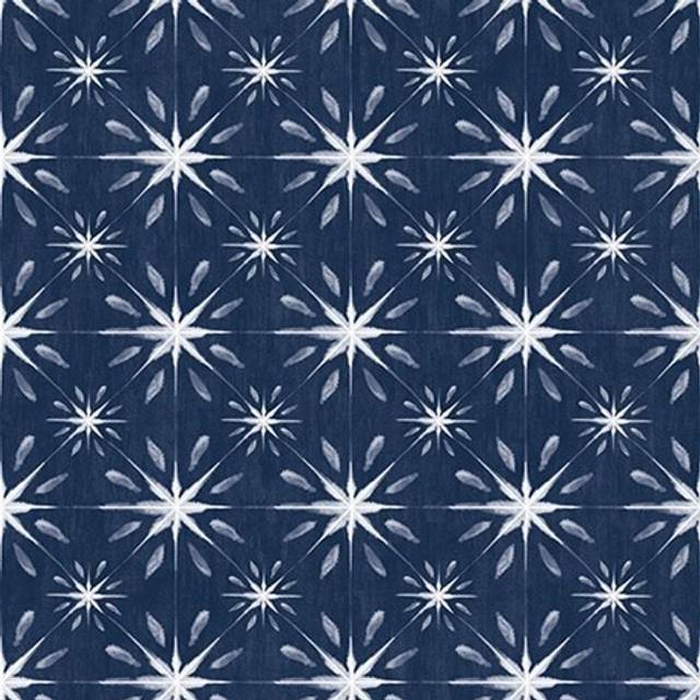 Galerie Blue And White Star Tile Effect Wallpaper Smooth Finish