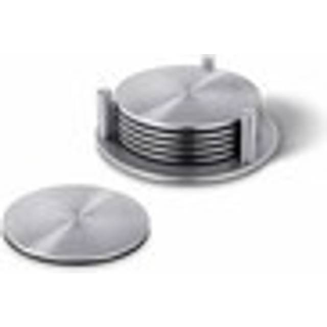 Zack Regio Coaster Set & Holder - Brushed Stainless Steel