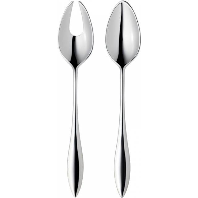 Gense Indra sallads och serveringsbestick set med gaffel och sked - Silverfärgad
