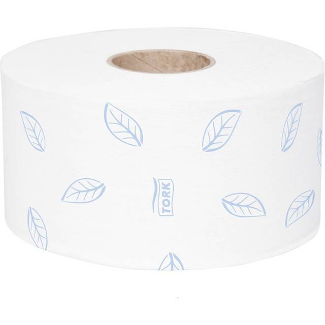 Tork 120280 Mini Jumbo toalettpapper i avancerad kvalitet för T2 Mini Jumbo toalettpapperssystem/toalettpapper i 2 lager i vitt, 12 x 850 ark