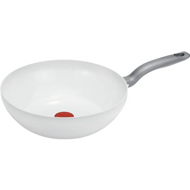 Tefal C41719 Ceramic Control wokpanna 28 cm | säker keramisk tätning | termosignal temperaturindikator | enkel rengöring | lämplig för induktion | vit