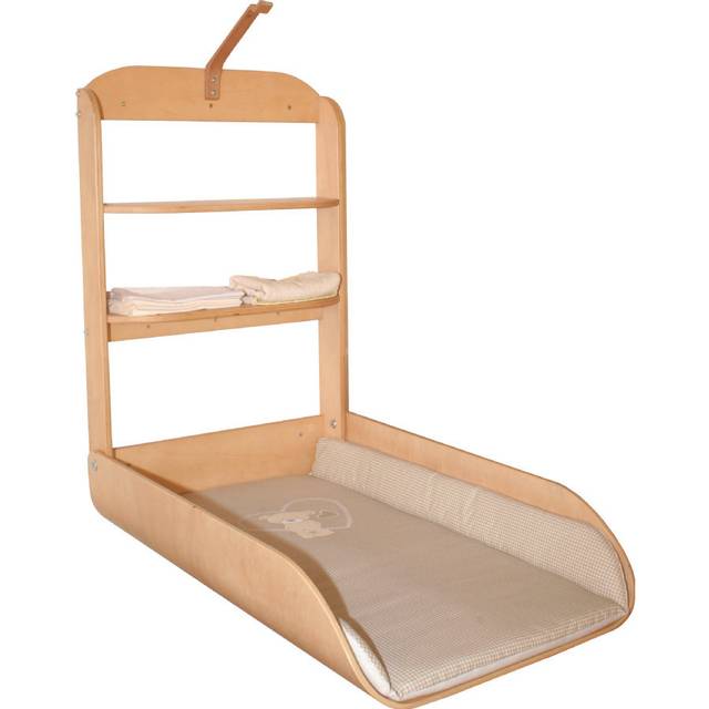 Wall Mounted Changing Table Liebhabär - Beige;Nature (85cm H X 49cm W X 76.5cm D)