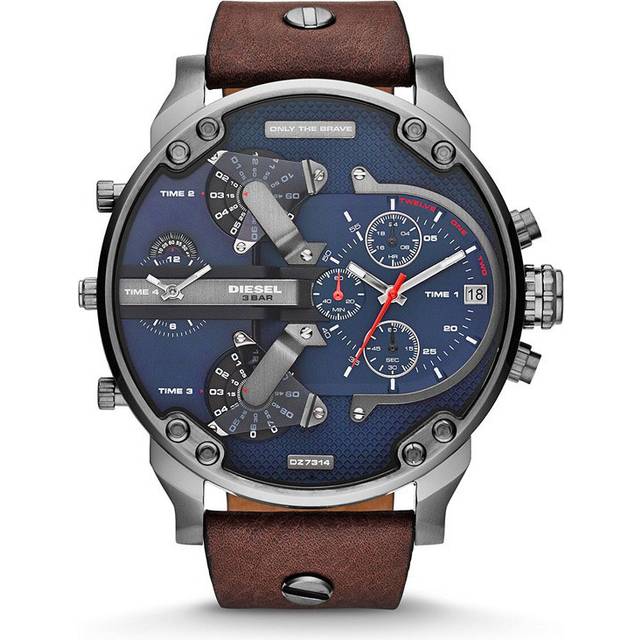 Diesel DZ7314 Mr Daddy Dual Time Chronograph Navy Blue Dial Men's Watch 57 brown