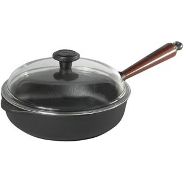 Traktörpanna 25 cm Trähandtag ochGlaslock - Svart