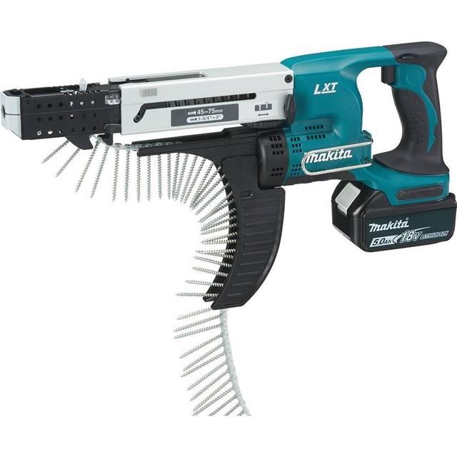 Makita DFR750RTE 18v Cordless Autofeed Screwdriver Kit 45-75mm 2 x 5.0