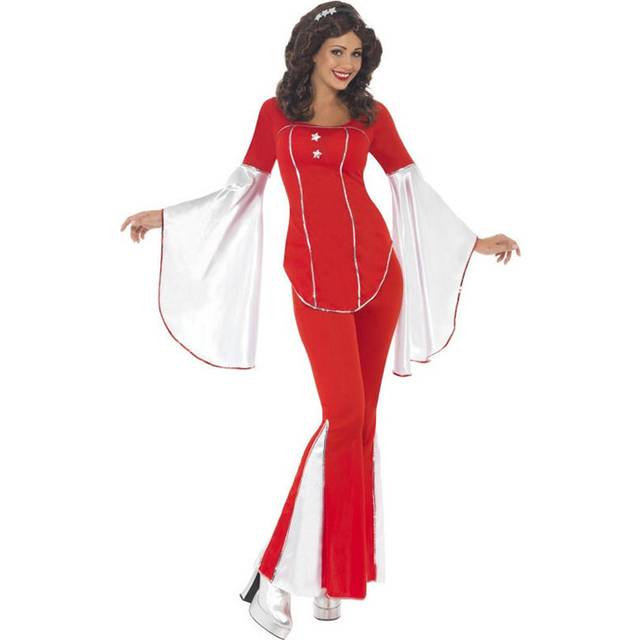 Smiffy's Women's Super Trooper Costume, Top And Trousers, Size: 12-14, Colour: -  costume super trooper fancy dress 70s disco womens 1970s red outfit