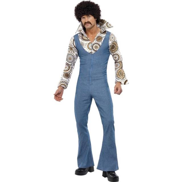 Smiffy's Adult Men's Groovy Dancer Costume, Jumpsuit With Attached Mock Shirt, -  costume fancy dress groovy disco mens dancer 70s 60s adult outfit
