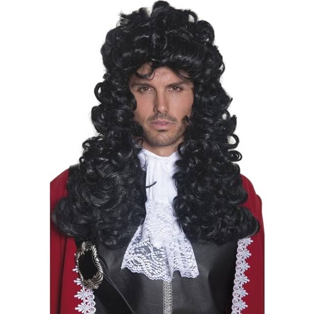 Black Long & Curly Men's Pirate Captain Wig -  wig captain pirate black fancy dress smiffys mens long hook curly