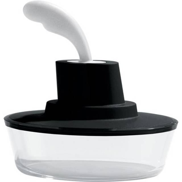 Alessi - Ship Shape Butter Dish with Palette-Knife - schwarz/LxBxH 15,5x8,5x15,5cm - black (15.5 x 8.5 x 15.5cm)