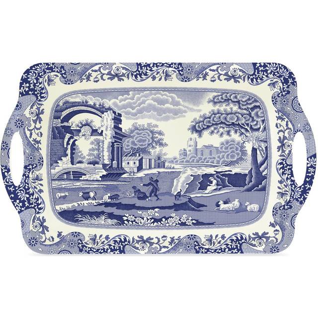 Blue Italian Bricka Stor - Blått och vitt